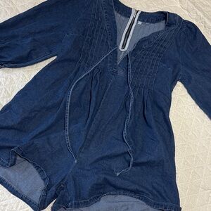 Denim Long Sleeve Dress Romper